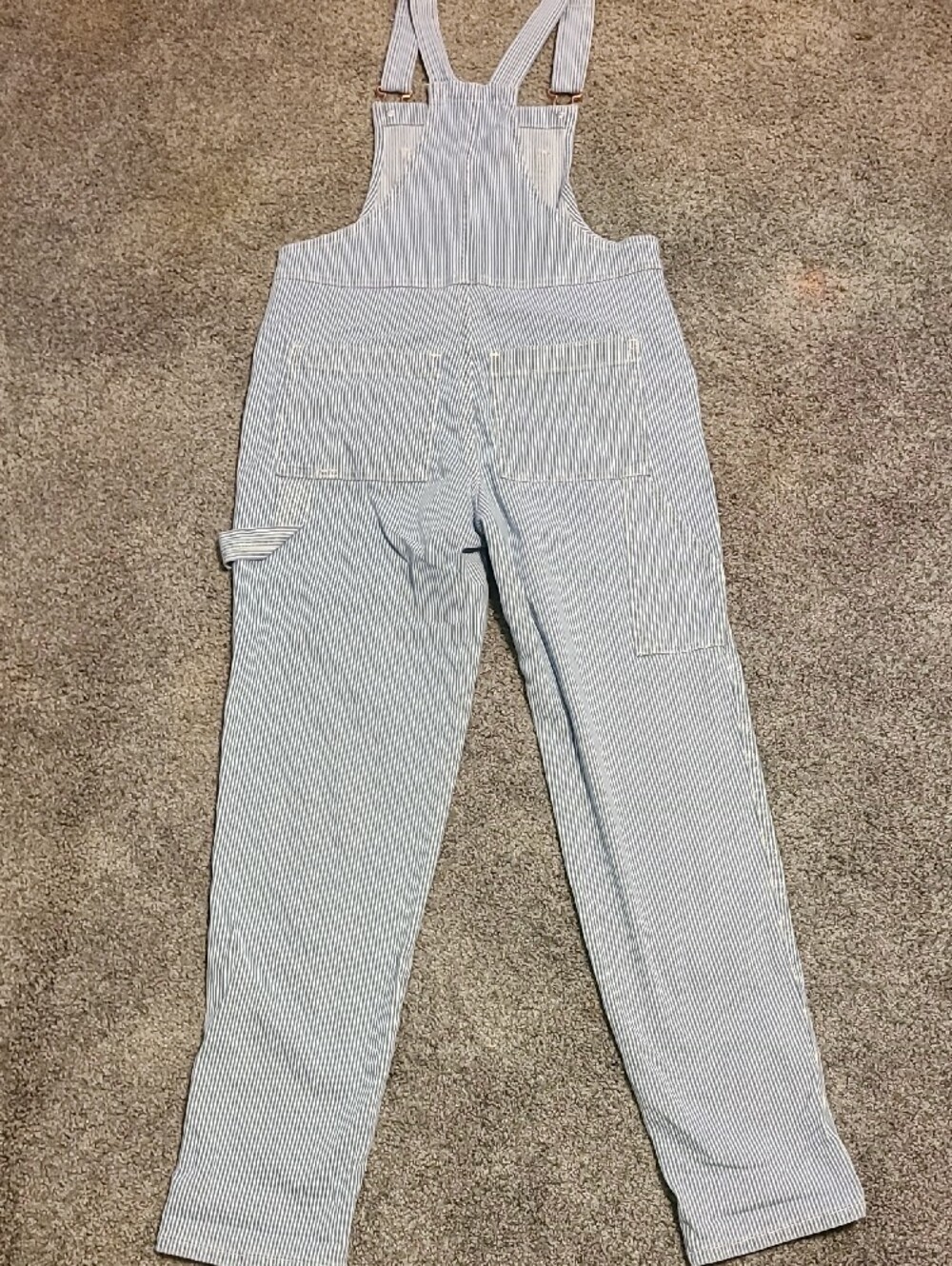 Universal Thread Light Blue & White Striped Cotton Overalls - Picture 6 of 8